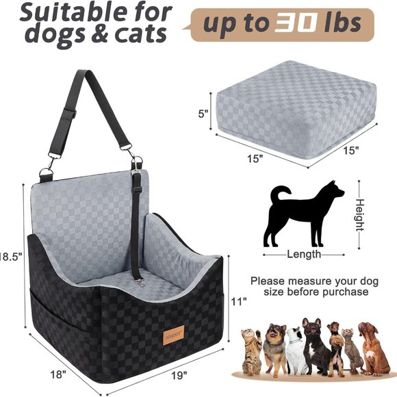 Elevated Dog Car Seat for Small/Medium Dogs up to 35 lbs - Picture 3 of 8